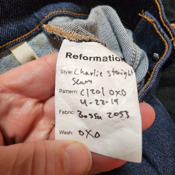 Reformation Denim Charlie High Rise Seamed Button Fly Straight Leg Jeans OXO - Picture 5 of 5